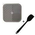 Gray silicone lick mat with spatula