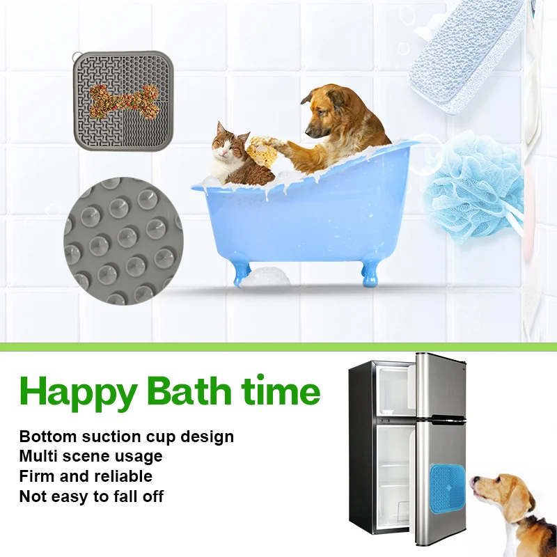 Lick mat with suction cups for bath time