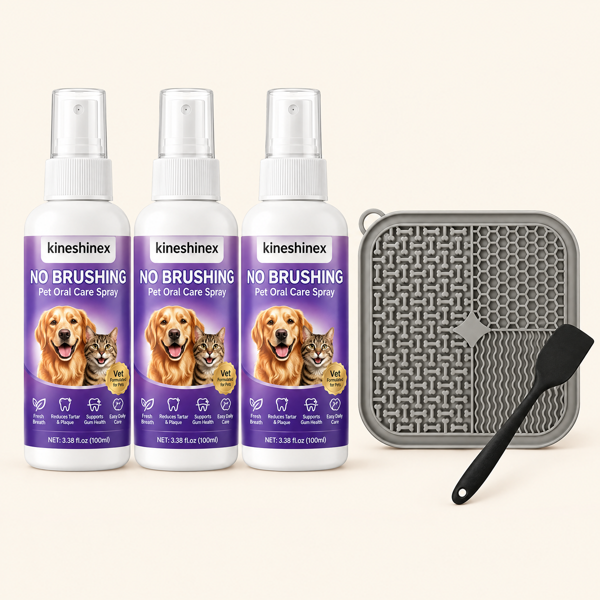 Buy 2 Get 1 FREE bundle: 3 bottles plus a free lick mat